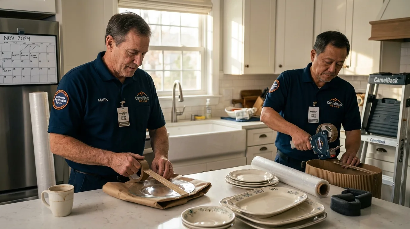 Professional crew packing kitchen dishware in Louisa, KY